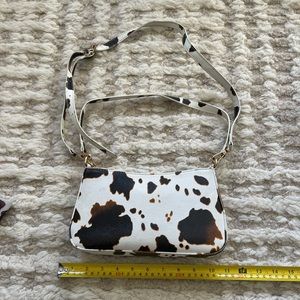 Cowhide purse with scarf